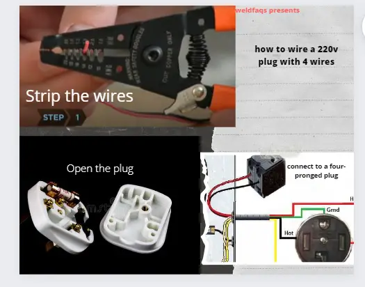 wire a 220v plug with 4 wires